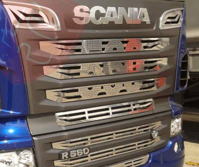 KIT REJILLA MASCARA INOX ESPECIAL STRIPY SCANIA SERIE 5 2010