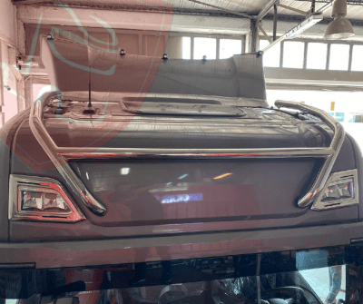 BARRA SUPERIOR DE CABINA LARGA 2 CACHOS INOX SCANIA NEW SERIE 6 S R