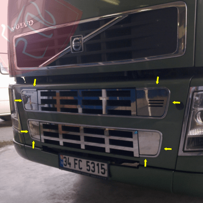KIT REJILLA VOLVO FH2 2004-2009 MASCARA INFERIOR INOX