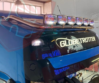 BARRA SUPERIOR PORTA NEBLINEROS LARGA INOX VOLVO NEW FH GLOBETROTTER