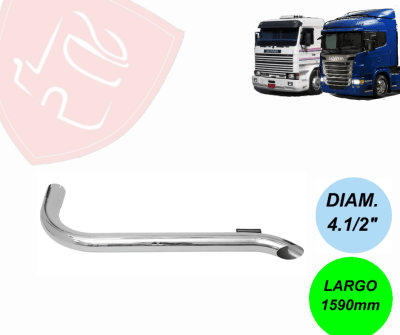 TUBO LATERAL CROMADO SIN ABRAZADERA 4 1/2 1590 MM SCANIA EURO 5