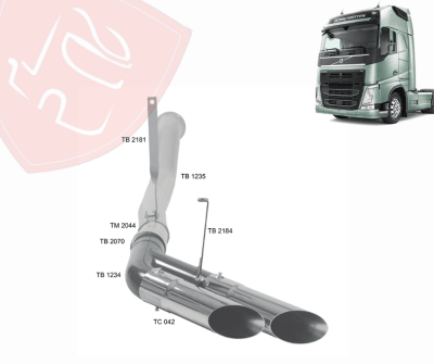 KIT DE ESCAPE CON DOBLE SALIDA CROMADA AMERICANA VOLVO FH 2021