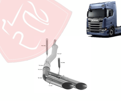 KIT DE ESCAPE CON DOBLE SALIDA CROMADA AMERICANA SCANIA NEW NTG