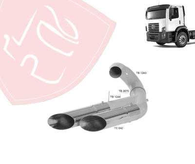 KIT DE ESCAPE CON DOBLE SALIDA CROMADA AMERICANA VW CONSTELLATION 17-280