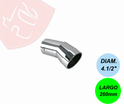 PUNTA DE ESCAPE CROMADA CURVO 4´1/2 X 260MM