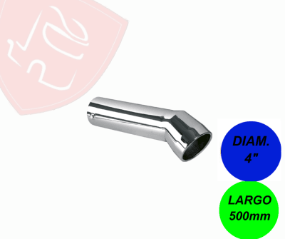 PUNTA DE ESCAPE CROMADA 4´X500MM CURVA LARGA