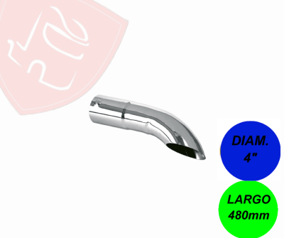 PUNTA DE ESCAPE CROMADA 4´´X480MM LARGA CURVA