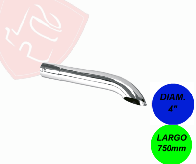 PUNTA DE ESCAPE CROMADA 4´EXTRA LONGA CURVA