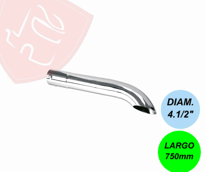 PUNTA DE ESCAPE CROMADA  4´´1/2X750MM EXTRA LARGA CURVA