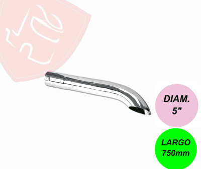 PUNTA DE ESCAPE CROMADA 5´130MM EXTRA LONGA CURVA
