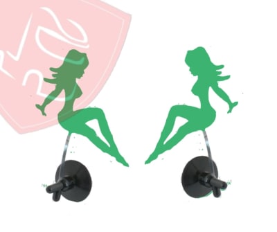 PAR MUJERES DECORATIVAS CROMADAS VERDE CON MOVIMIENTO