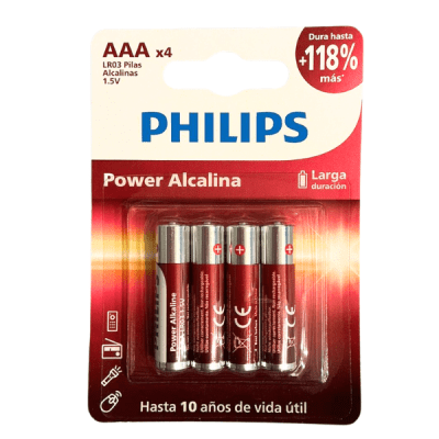 Pilas AAA Alcalina Pack 4 unidades PHILIPS