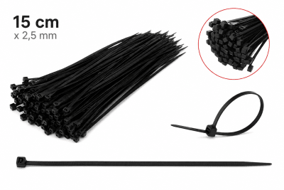 Amarra Plástica Negra 15 CM x 2.5 MM
