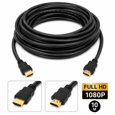 Cable HDMI Redondo Negro 10m