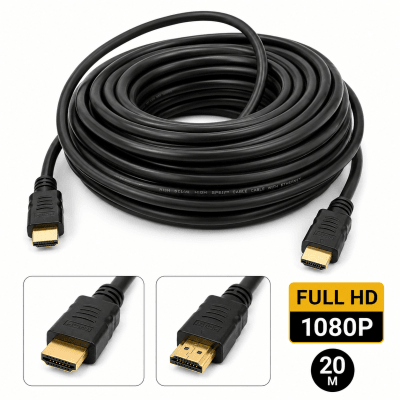 Cable HDMI Redondo Negro 20m