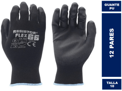 Guante PU negro tacto fino T10 X12