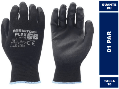 Guante PU negro tacto fino T10