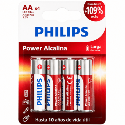 Pila AA Alcalina Pack 4 unidades PHILIPS