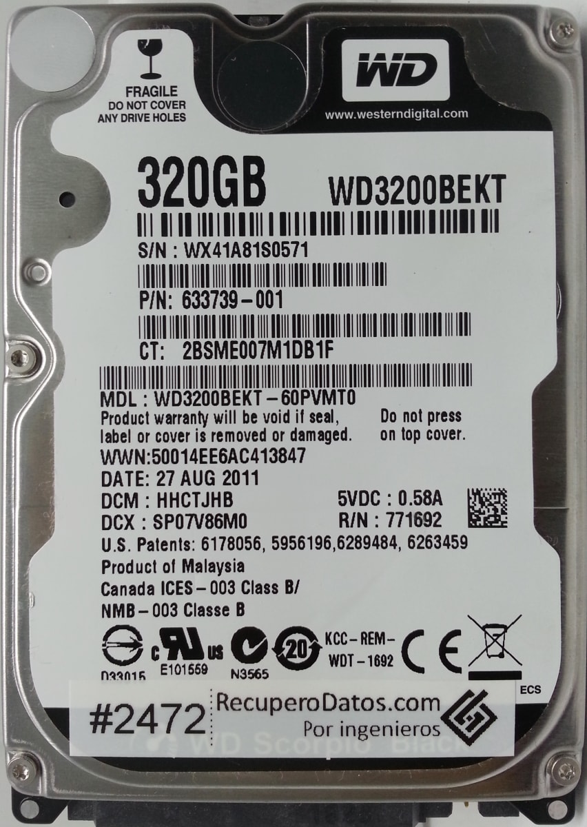 Disco Duro 320 GB – 2.5
