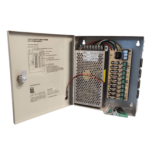 Fuente poder conmutada 9 salidas 12V 10A 0