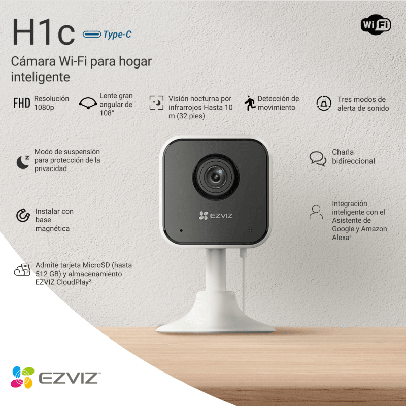 Cámara WiFi H1c 1080P Audio – Interior9