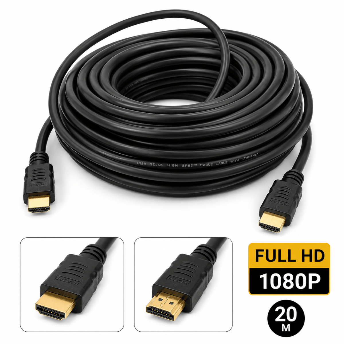 Cable HDMI Redondo Negro 20m 0