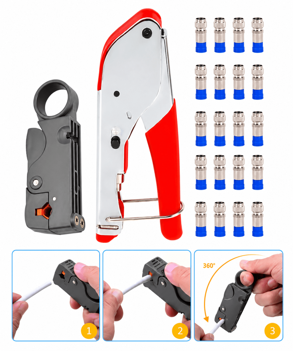 PACK CRIMPEADORA RG6 + PELA CABLE2
