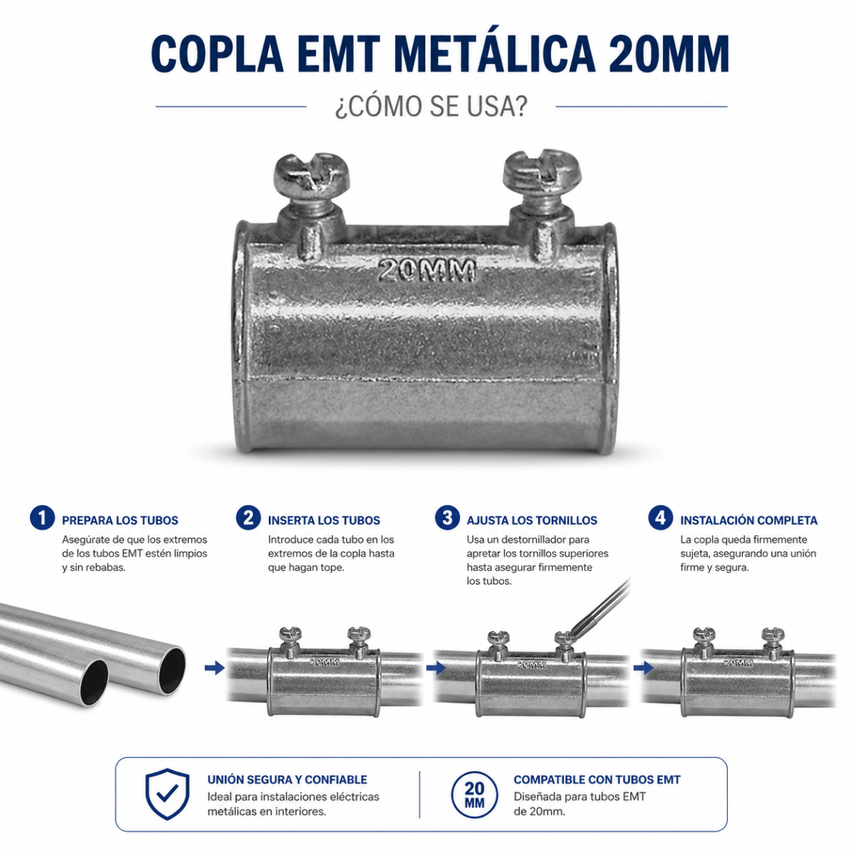Copla EMT metálica 20mm3
