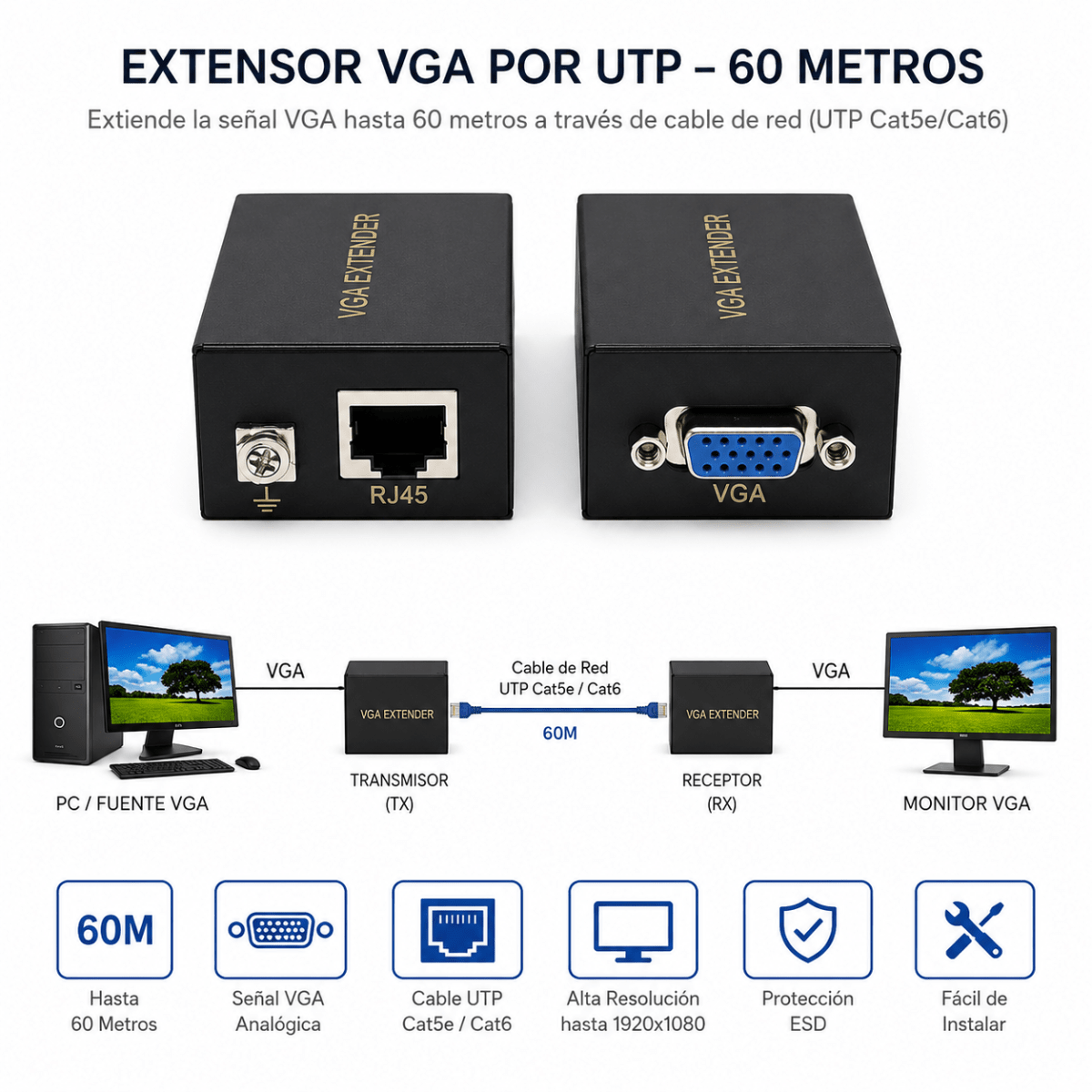 Extensor VGA por UTP – 60 Metros3