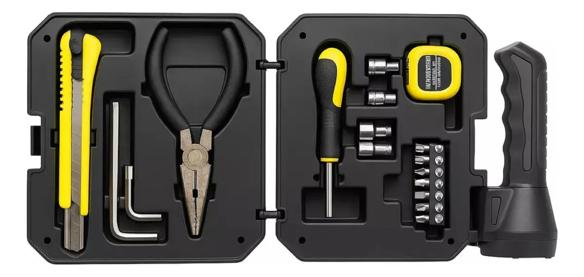 Linterna Solar Recargable Power Bank 2 En 1 Con Herramientas Blanco Amarillo2