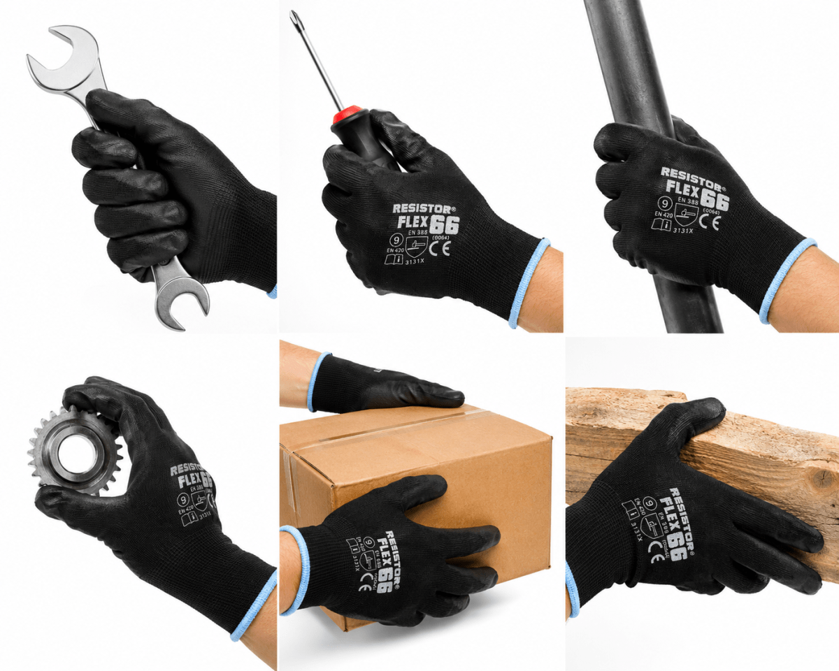 Guante PU negro tacto fino T102