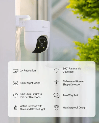 Cámara WiFi Exterior H8c 2K – PT TRACKING SIRENA Y LUZ8
