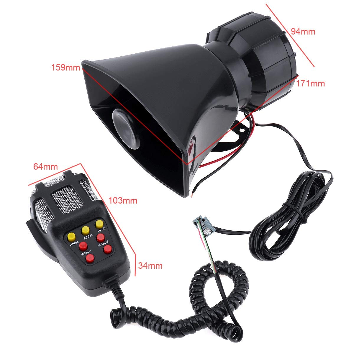 Bocina Sirena 100 Watts Policial Carabinero Megáfono 7 Tonos3