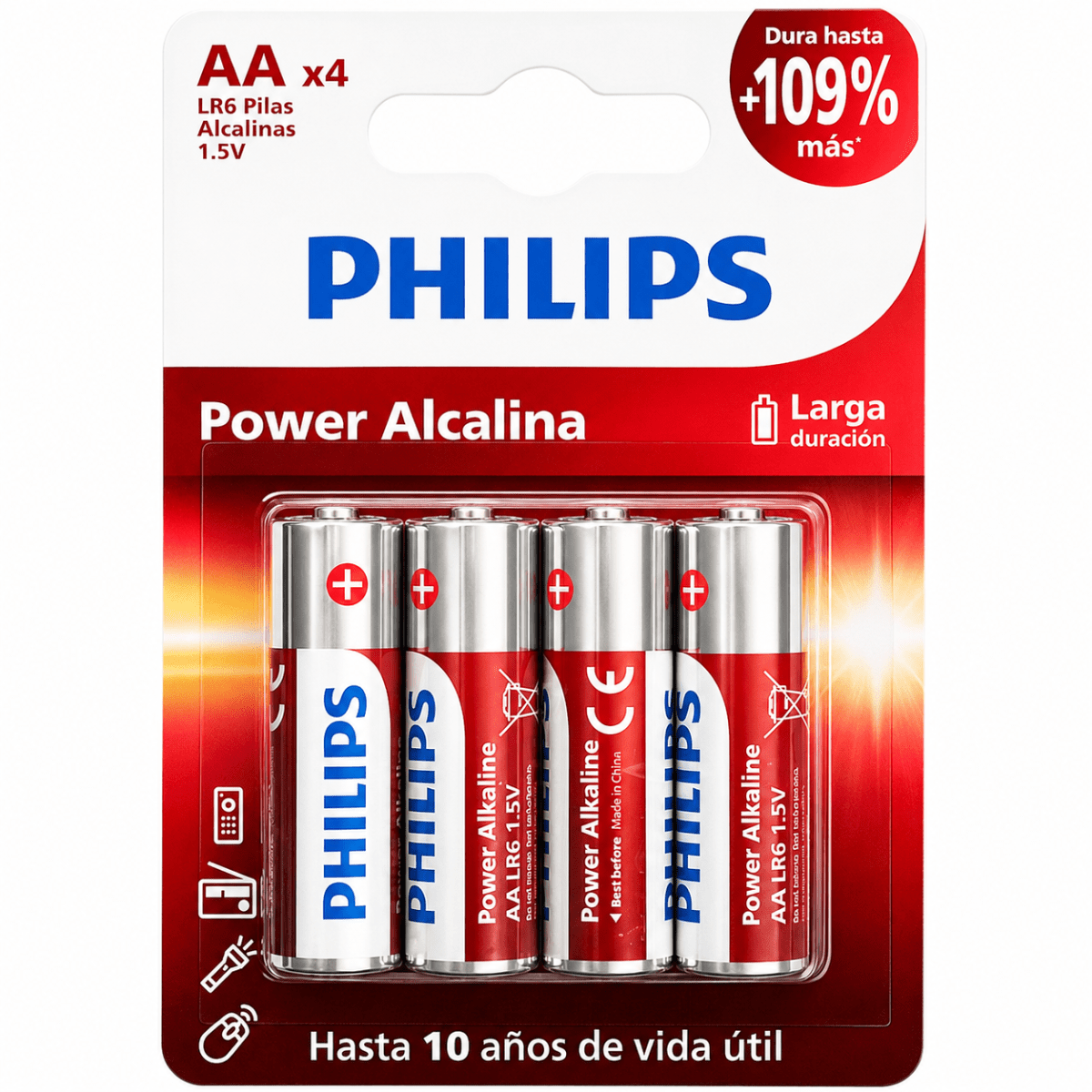 Pila AA Alcalina Pack 4 unidades PHILIPS 0