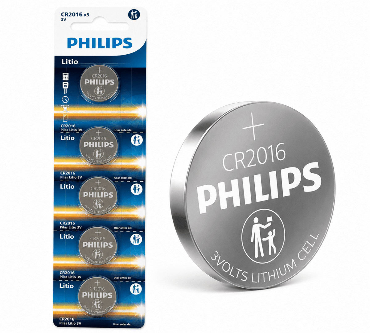 PILA DE BOTON CR2016 PHILIPS LITIO 3V 0