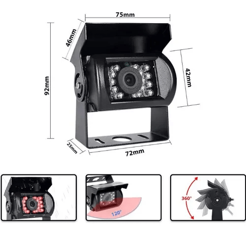 Cámara de Retroceso Antivandálica 18 LEDs – Especial para Camiones y Buses7