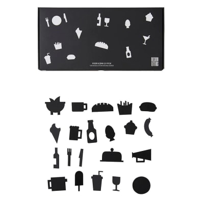 Set de Iconos de Comida para Tableros de Mensajes - Negro.