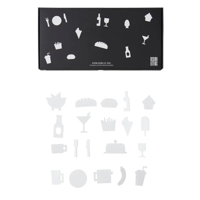 Set de Iconos de Comida para Tableros de Mensajes - Blanco