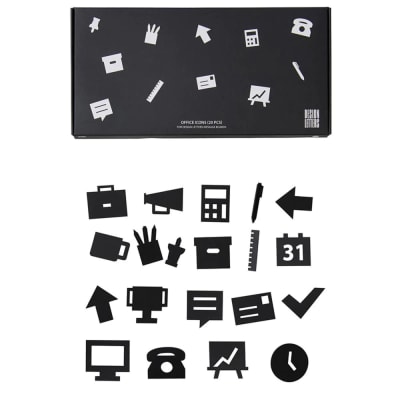 Set de Iconos de Oficina para Tableros de Mensajes - Negro