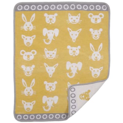 Manta Zoo de algodón - gris/amarillo 1