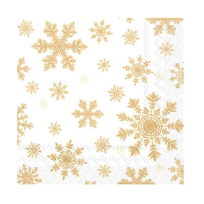 Servilleta - Copos de nieve Blaco/Dorado1