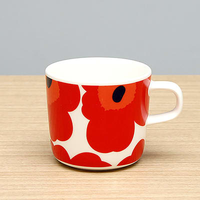 Taza 2 dl - UNIKKO - Blanco/Rojo