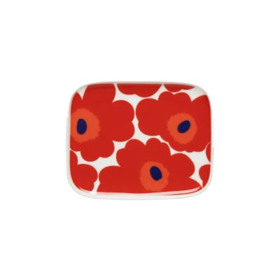 Plato 15x12 cm - UNIKKO - Blanco/Rojo