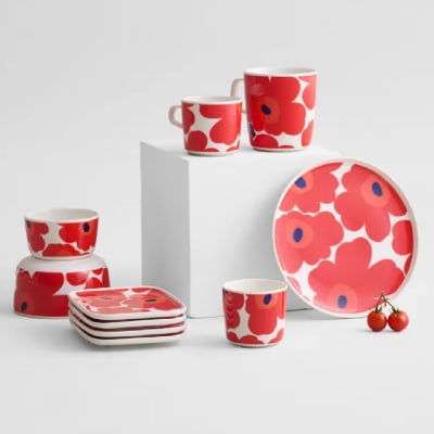 Plato 15x12 cm - UNIKKO - Blanco/Rojo