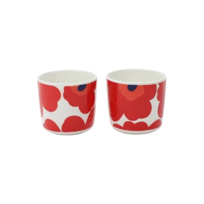 TAZA 2 DL sin aza - Unikko - Blanco/Rojo