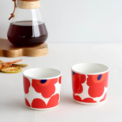 TAZA 2 DL sin aza - Unikko - Blanco/Rojo