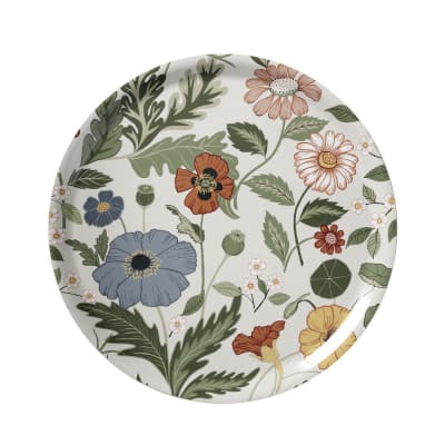 Bandeja Redonda - Flores - Crema2