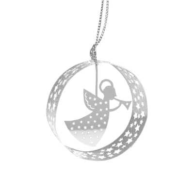 Adorno de Navidad Redondo - Angel con trompeta.2