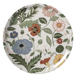 Bandeja Redonda Grande - Flores - Crema1