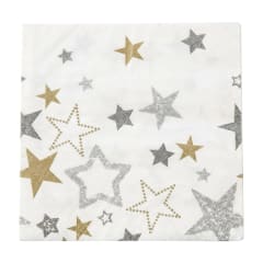 Servilleta - Estrellas Plateado- Dorado